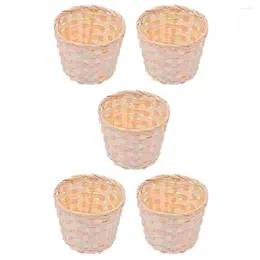 Dinnerware Sets 5 Pcs Woven Flower Basket Bamboo Storage Small Gift Fruit Container Weaving Bread