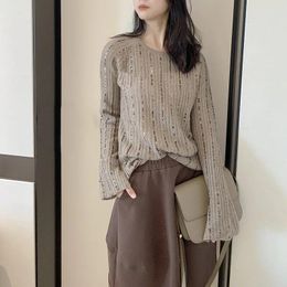 Women's Sweaters 2023 Early Autumn Women Cashmere Sequin Knitted Long Sleeve Pullover