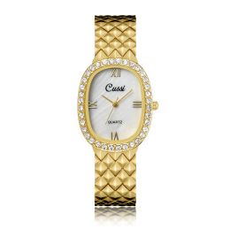 Moda de luxo feminino relógio conjunto pulseira prata senhoras quartzo relógio de pulso liga para senhoras presente