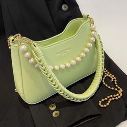 Evening Bags Quality Woman Pearl Chain Underarm Top Handle Handbag Luxury Designer Women's Bag Summer 2023 Trend Female BagEvening
