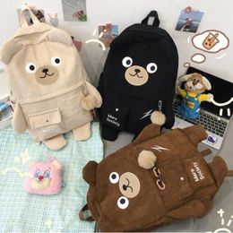 Backpack Leisure Cute Bear Fashion Korean Kawaii Bags Large Capacity Corduroy Schoolbag Girls