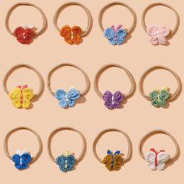 New Crochet Bows Nylon Baby Headband Girls Wool Knitted Butterfly Bows Nylon Headband,School Girl Headwear Kid Hairpins