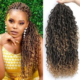 Curly Faux Locs Crochet Hair Kanekalon Ombre Color 18 Inch River Locs Braiding Hair Extensions Wavy Goddess Locs Braids