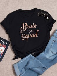 Womens TShirt Evjf Tee Shirt Bride Squad Funny Bachelorette Team Wedding Party Women Casual ladies basic Ocollar Short Sleeved Tshirt Girl 230403