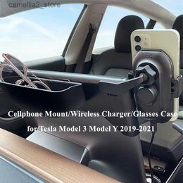 Car Holder For Tesla Model 3/Y Mobile Phone Holder With Wireless Charging Car Charger Bracket 500~800MA (V) Noise-free Handset Holder Q231104