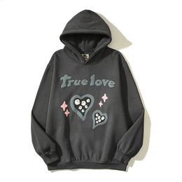 Men's Jackets True Love is Hard to Find Foam Broken Hooded Hoodies for Men Streetwear Loose Casual Fleece Sweatshirts Unisex Pullover Hoody 231102