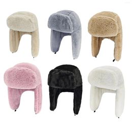 Berets Winter Trapper Hats With Earflaps Plush Ski Thermal Hat Thickened Ear Protection For Unisex Women Adults Men