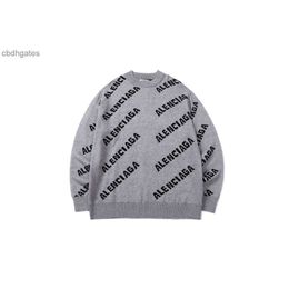 Women's Sweater Letter Balencaiiga Sweaters Men's High Quality Jacquard Paris Label Family Thickened Loose Double Layer Knitted Bullet Screen Ki7i