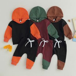 Clothing Sets Pudcoco Baby Boy 2 Piece Outfits Contrast Color Long Sleeve Hoodie Sweatshirt And Elastic Pants For Toddler Fall Clothes 0-3T