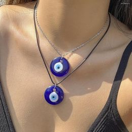 Pendant Necklaces PuRui Fashion Simple Wax Cord Chain Necklace Trend Blue Glass Turkish Lucky Eye Couple Jewelry Anniversary Gift