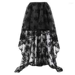 Skirts Sapubonva Skirt Women Steampunk Gothic Vintage Corset Floor Length Sexy Wedding Party High Low White Floral Lace Fashion