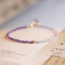 Strand 2mm Natural Amethyst Beads Bracelet Faceted Lilac Purple Stone Bangle Thin Female Hand Chain Ornament Woman Jewellery Gift