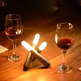 Desk Lamps USB Lights Candle Matches LED Mini Firewood Lamp Vintage Decoration Home Room Atmosphere Light Rechargeable Elf Bar Night Light Q231104