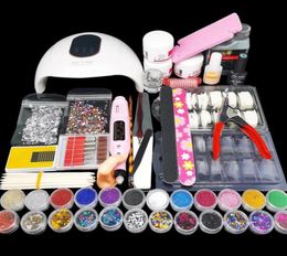 Nail Art Kits Acrylic Kit With Drilling Machine Lamp Dryer Full Manicure Set For Powder Liquid Tips Brush Tools334S4293192