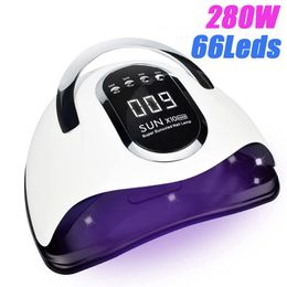 Nail Dryers 66LEDs Powerful UV LED Nail Lamp For Drying Nail Gel Polish Dryer With Motion Sensing Professional UV Lampe for Manicure Salon 230403
