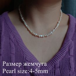 Perlen Halsketten 3-5mm echte Perle Halshalskette 925 Sterling Silber Invisible Halskette Designer Schmuck Frau Schöne Geschenk für Frauen Valentinstag Geschenk 23040 462