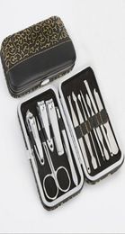 High Quality Stainless steel 12Pcs Pedicure Manicure Set Nail care Clippers Cleaner Cuticle Grooming Kit with leather Case9369536