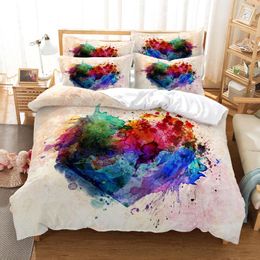 Bedding Sets Art Watercolor Love Graffiti Quilt Cover With Pillowcases Ink Dots Set Fordormitory Home El Bedroom Comforter Cove