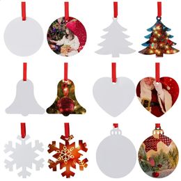 Christmas Decorations 10Pcs Tree Light Bulb Pendant Wooden DIY Pattern Xmas Small Tag Sublimation Festival Party Ornaments 231102