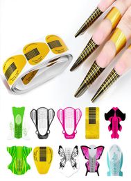 100 Pcsset Nail Art Extension Sticker Polish Gel Tips Gold U Shape French Tips Guide Nail Art Form Manicure Styling Tools5235225