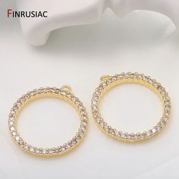 Hoop Huggie Shiny Zircon Round Circle Pendant Charm DIY Making Earrings Necklace Fittings 14k Gold Plated Jewellery Making Supplies 231102
