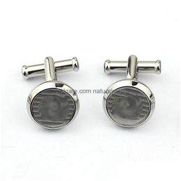 Cuff Links Luxury Steel Black Resin Mens Cufflinks Frensh Pattern M Cufflink For Gift Drop Delivery Jewelry Tie Clasps Dhhqt