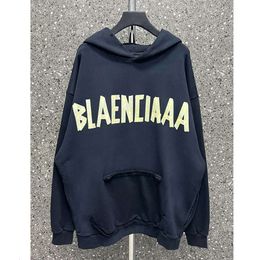 Designer Mens Fashion Balencigs Hoodies 23s High Hoodie Edition Family Autumn/winter New American Pattern Paper Couple Loose Letter Printing 6SN9