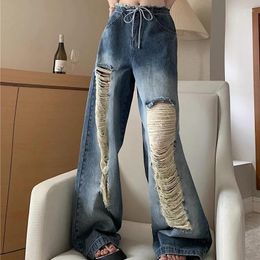 Women's Jeans Harajuku Ripped Baggy Women Grunge Y2k Retro Korean Style Denim Trousers Streetwear Oversized Boyfriend Female