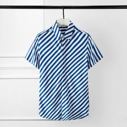 Men's Casual Shirts High Quality Luxury Jewelry Striped Summer Beach Short-Sleeved Dress Shirt Hawaiian T-Shirt