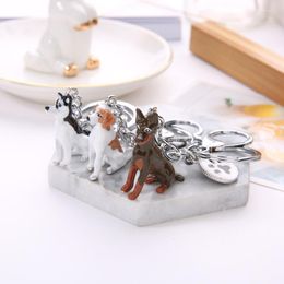 Keychains Fashion 3D Pet Dog Keychain Cute Keyring Border Collie Sheltie Husky Metal Car Jewellery Woman Bag Charm Gift