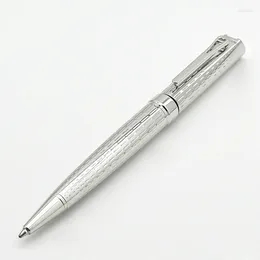 Luxury A-n-r Brand Ballpoint Pen Classic All Silver Exquisite Carving Pattern Office School Supplies