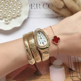 Women's Watches Women Luxury Brand Watch Snake Quartz Ladies Gold Watch Diamond Wristwatch Female Fashion Bracelet Watches Clock reloj mujer 230403