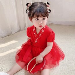 Girl Dresses Born Clothes Baby Girls Summer Romper Dress Lace-up Bloomer Jumpsuit Infant Embroidery Ruffles Sweet Cute Costumes