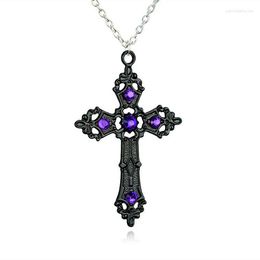 Pendant Necklaces Fashion Hollow Cross Advanced Retro Necklace Castle For Woman Girls Quartz Lovely Jewellery Accessories Gift