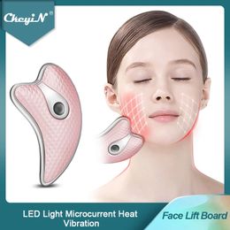 Face Care Devices CkeyiN Guasha Scraping Massager LED Light Microcurrent Lifting Device Skin Rejuvenation Anti Wrinkle Massage Board 231102