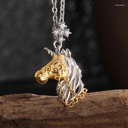 Pendant Necklaces Small And Exquisite Fashionable Horse Head Zircon Necklace For Men Women Hip Hop Banquet Party Jewellery Accessories