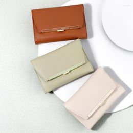 Wallets Small Women Wallet Metal Trifold Zipper Card Holder Handbag Minimalist Purse Carteras Para Mujeres