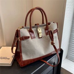 Shoulder Bags Toptrends Canvas Leather Women's Large Handbag 2023 Luxury Designer A4 Office Women's Voice Messenger Bagcatlin_fashion_bags