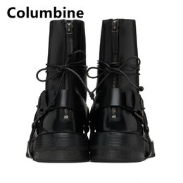 Boots Fashion Leather Men Lace Up Boots Ankle Men Boots Design Style Low Heel Men Boots 230403