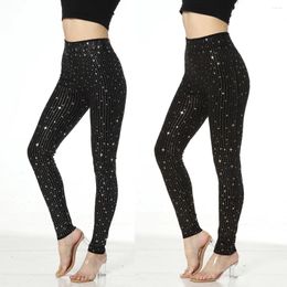 Women's Pants Modal Fibre Starry Trousers Women Sexy Super Stretchy High Waist Slim Leggings Gold/silver Stripe Stars Tight Body Shaping