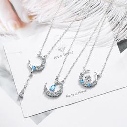 Pendant Necklaces Trendy Tassel Chain Crystal Star Moon Charm Necklace For Women Statement Party Wedding Fashion Jewellery Gift Choker DZ156