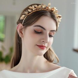 Hair Clips Hand Woven Leaf Pearl Hairband Headband Tiara For Women Bride Crown Tiaras Wedding Accessories Bridal Jewelry