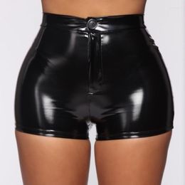 Women's Shorts 2023 Sexy Nightclub Leather Women High Waist Bodycon Push Up Black Short Joggers Sports Fitness Womens Slim