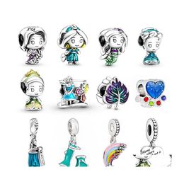 Arts And Crafts Fits Pandora Bracelets 20Pcs Cartoon Princess Rainbow Dog Paw Print Colourf Leaves Charms Beads Sier Bead For Women Dhl5E