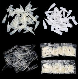 Whole New 500Pcs Long Sharp False Nail Art Tips Acrylic Salon Natural White Clear Choose 7077536