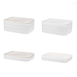 Storage Bottles 1/3 Layers Dumplings Box Stackable Plastic Tray With Lid Sealed Airtight Food Preservation Container Fridge Refrigerator