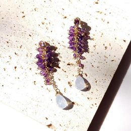 Stud Earrings Lii Ji Amethyst Lavender Quartz 14K Gold Filled Dangle Natural Stone Handmade Jewelry For Women Gift