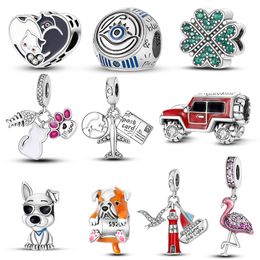 925 silver Fit Pandora Original charms DIY Pendant women Bracelets beads Colour Cat Car Dangle Animal Dog Charms Fit Brand