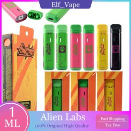 Original Alien Labs Vape Pen Puffs Einweg leere E-Zigaretten 1 ml Kapazität Pod Batterie wiederaufladbare Keramikspule elektronische Cigs Vape Pen 6 Farben