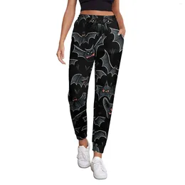 Women's Pants Orange-eyed Bat Woman Spooky Animal Casual Joggers Spring Graphic Street Fashion Oversize Trousers Birthday Gift
